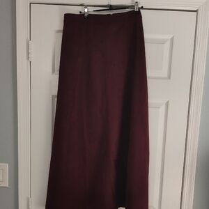 Elegant Burgundy Faux Suede Women's Skirt